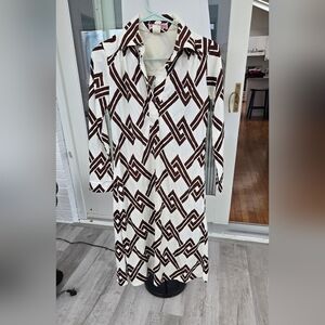 Miss Bergdof Geometric Patterned Long Sleeve Dress Vintage Size 8